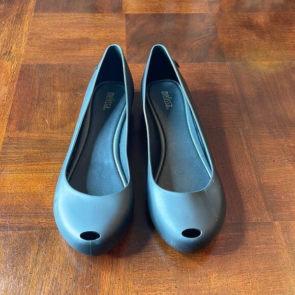 Melissa Size 9 Ultragirl Basic Solid Black Peep toe Shoes - Picture 3 of 9